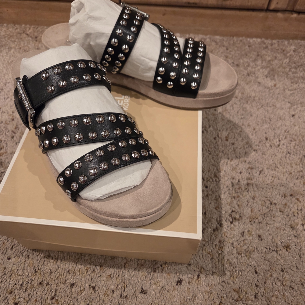 Michael Kors Black Sandals with Silver Studs